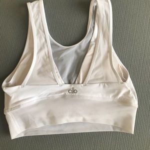 Alo white mesh sports bra